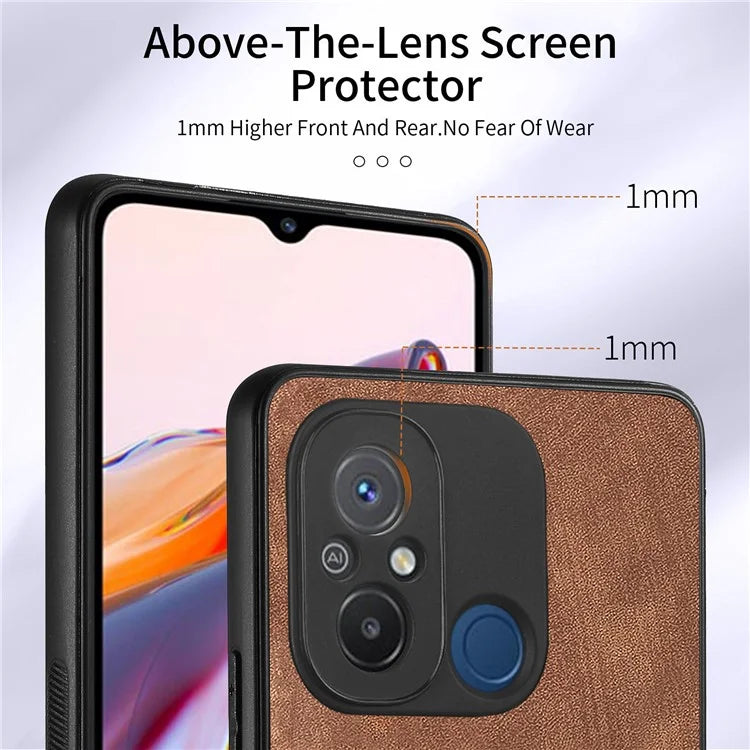 D2 for Xiaomi Redmi 12C 4G Case Card Slots Retro Leather Back Cover Ring Kickstand