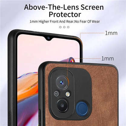 D2 for Xiaomi Redmi 12C 4G Case Card Slots Retro Leather Back Cover Ring Kickstand