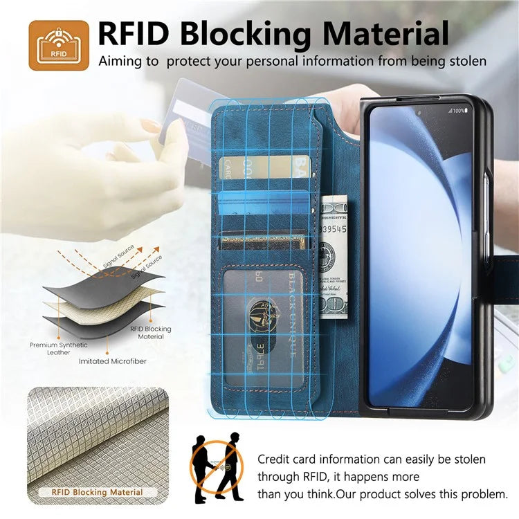 CASENEO MW-03 For Samsung Galaxy Z Fold6 5G Case Leather 2-in-1 Magnetic Detachable Wallet Phone Cover