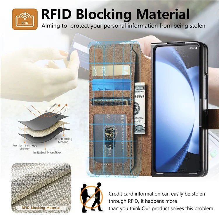 CASENEO MW-03 For Samsung Galaxy Z Fold6 5G Case Leather 2-in-1 Magnetic Detachable Wallet Phone Cover