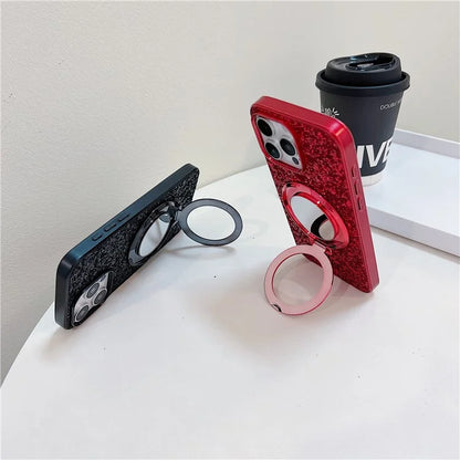 For iPhone 15 Pro Case Kickstand TPU+PC Phone Cover with Mirror