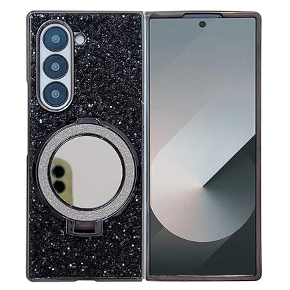 For Samsung Galaxy Z Fold6 5G Case Compatible MagSafe TPU+PC Kickstand Phone Cover with Mirror