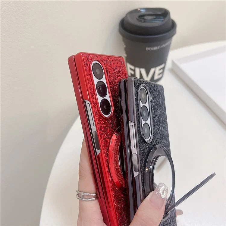 For Samsung Galaxy Z Fold6 5G Case Compatible MagSafe TPU+PC Kickstand Phone Cover with Mirror
