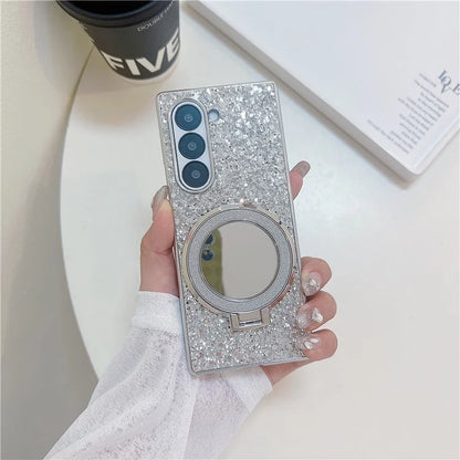 For Samsung Galaxy Z Fold6 5G Case Compatible MagSafe TPU+PC Kickstand Phone Cover with Mirror