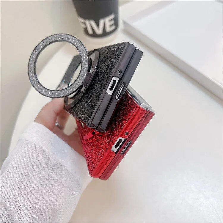 For Samsung Galaxy Z Fold6 5G Case Compatible MagSafe TPU+PC Kickstand Phone Cover with Mirror