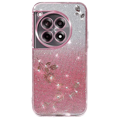 KADEM For OnePlus Ace 3 Pro 5G Case Flower Pattern TPU Gradient Phone Cover with Lanyards