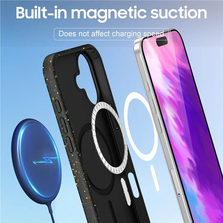 For iPhone 16 Case Compatible with MagSafe Colorful Dot Hard PC Matte Phone Cover
