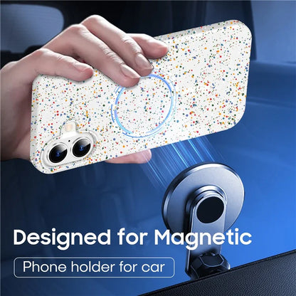 For iPhone 16 Case Compatible with MagSafe Colorful Dot Hard PC Matte Phone Cover