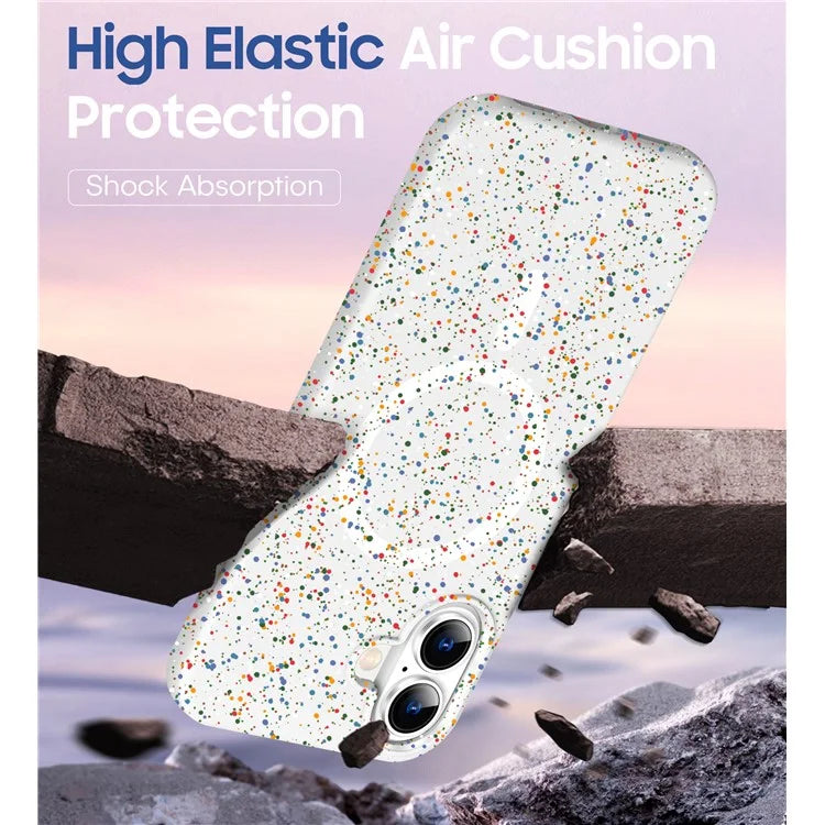 For iPhone 16 Case Compatible with MagSafe Colorful Dot Hard PC Matte Phone Cover