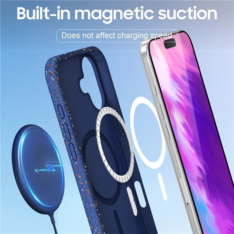 For iPhone 16 Case Compatible with MagSafe Colorful Dot Hard PC Matte Phone Cover