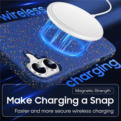 For iPhone 16 Case Compatible with MagSafe Colorful Dot Hard PC Matte Phone Cover