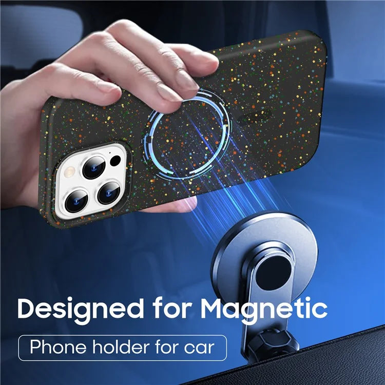 For iPhone 16 Pro Case Colorful Dot Hard PC Matte Phone Cover Compatible with MagSafe