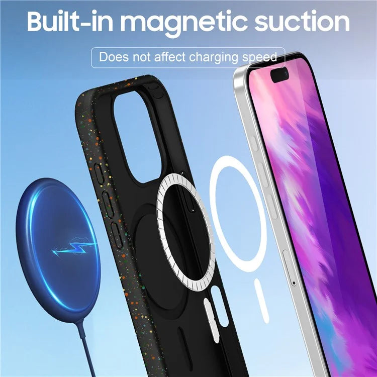 For iPhone 16 Pro Case Colorful Dot Hard PC Matte Phone Cover Compatible with MagSafe