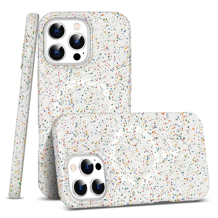 For iPhone 16 Pro Case Colorful Dot Hard PC Matte Phone Cover Compatible with MagSafe