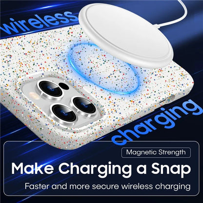 For iPhone 16 Pro Case Colorful Dot Hard PC Matte Phone Cover Compatible with MagSafe