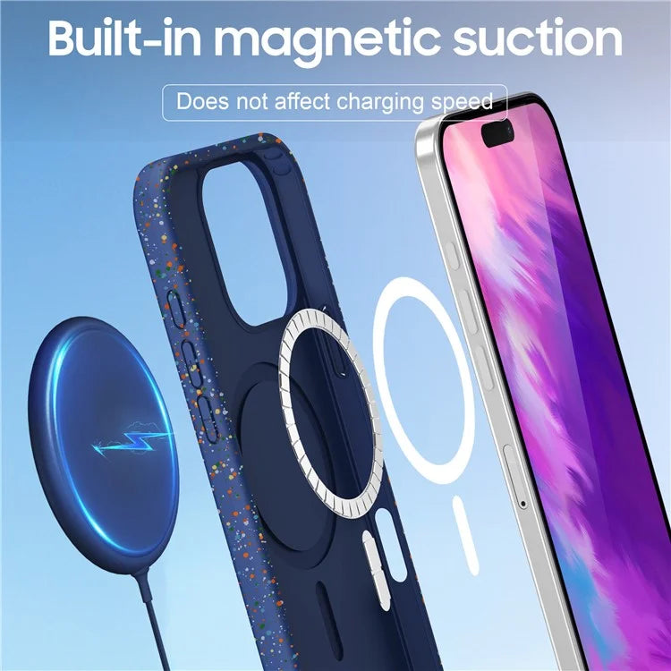 For iPhone 16 Pro Case Colorful Dot Hard PC Matte Phone Cover Compatible with MagSafe