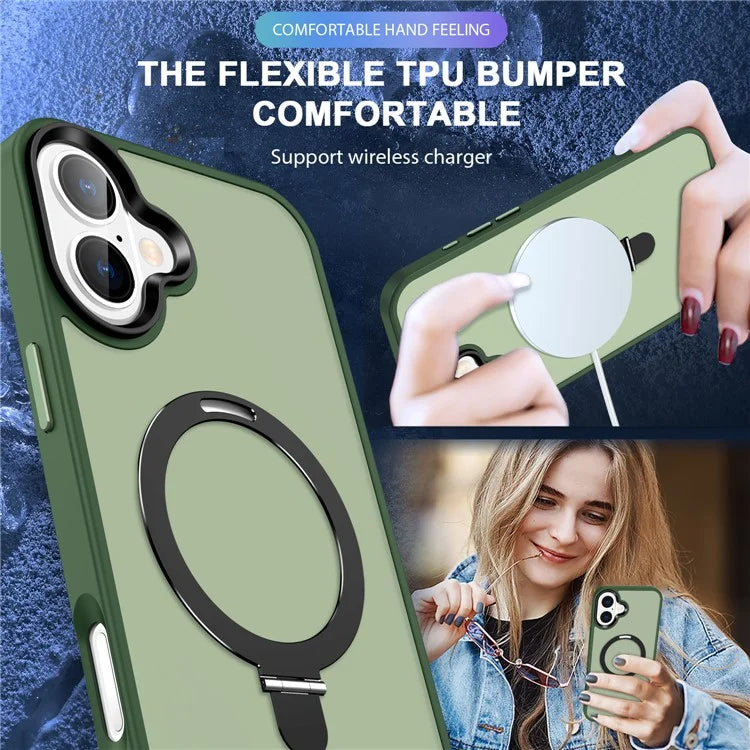 For iPhone 16 Plus Case Kickstand Back Phone Cover Compatible with MagSafe