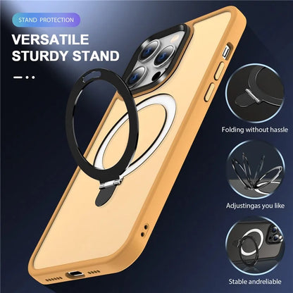 For iPhone 16 Pro Magnetic Case Kickstand TPU+PC  Phone Cover