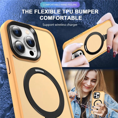 For iPhone 16 Pro Magnetic Case Kickstand TPU+PC  Phone Cover