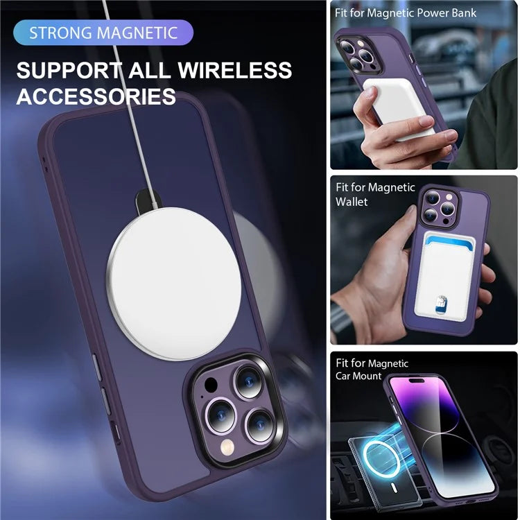 For iPhone 16 Pro Magnetic Case Kickstand TPU+PC  Phone Cover