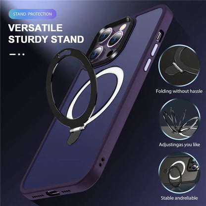 For iPhone 16 Pro Magnetic Case Kickstand TPU+PC  Phone Cover
