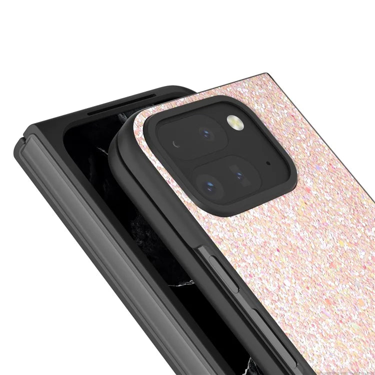 For Google Pixel 9 Pro Fold 5G Case Colored Glitter Leather+PC Phone Cover