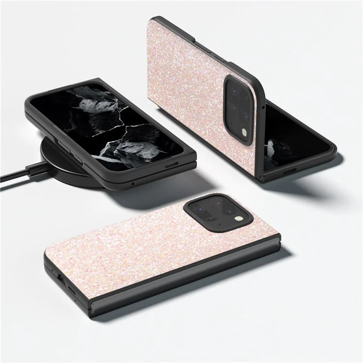 For Google Pixel 9 Pro Fold 5G Case Colored Glitter Leather+PC Phone Cover