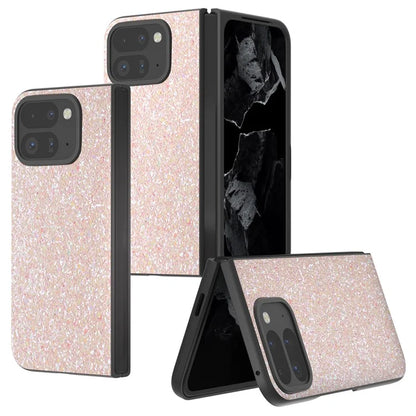 For Google Pixel 9 Pro Fold 5G Case Colored Glitter Leather+PC Phone Cover