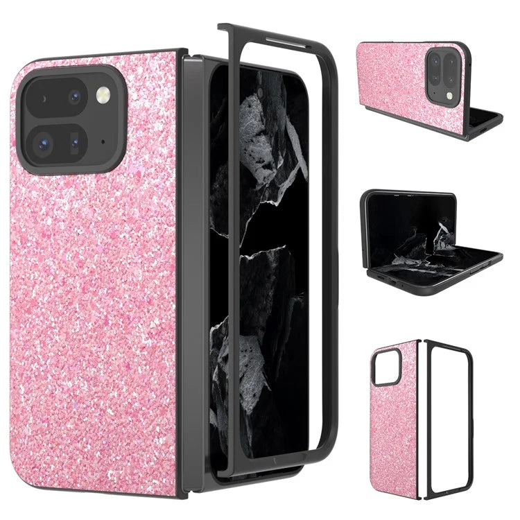 For Google Pixel 9 Pro Fold 5G Case Colored Glitter Leather+PC Phone Cover