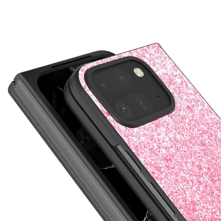 For Google Pixel 9 Pro Fold 5G Case Colored Glitter Leather+PC Phone Cover