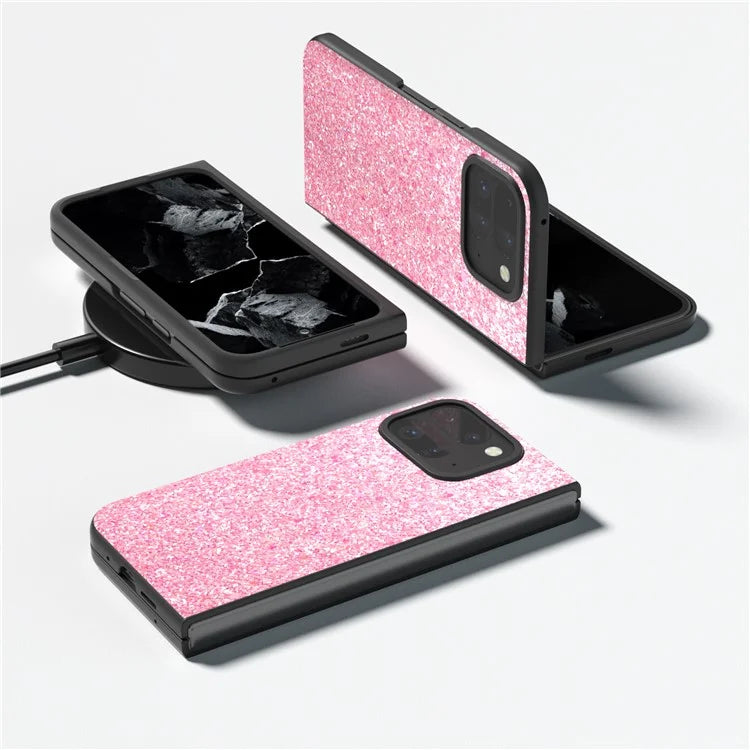 For Google Pixel 9 Pro Fold 5G Case Colored Glitter Leather+PC Phone Cover