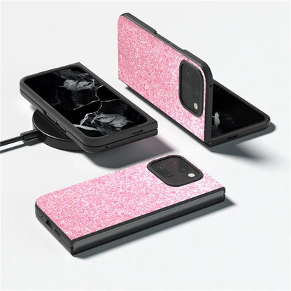 For Google Pixel 9 Pro Fold 5G Case Colored Glitter Leather+PC Phone Cover