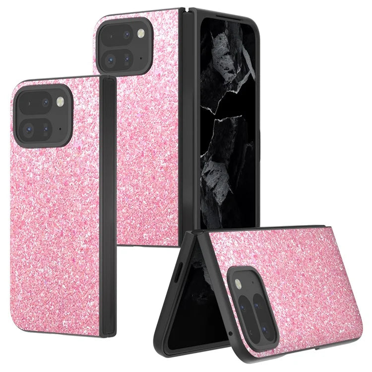 For Google Pixel 9 Pro Fold 5G Case Colored Glitter Leather+PC Phone Cover