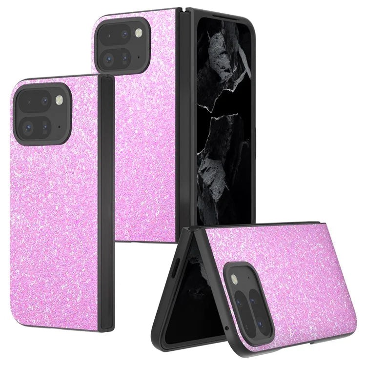 For Google Pixel 9 Pro Fold 5G Case Colored Glitter Leather+PC Phone Cover