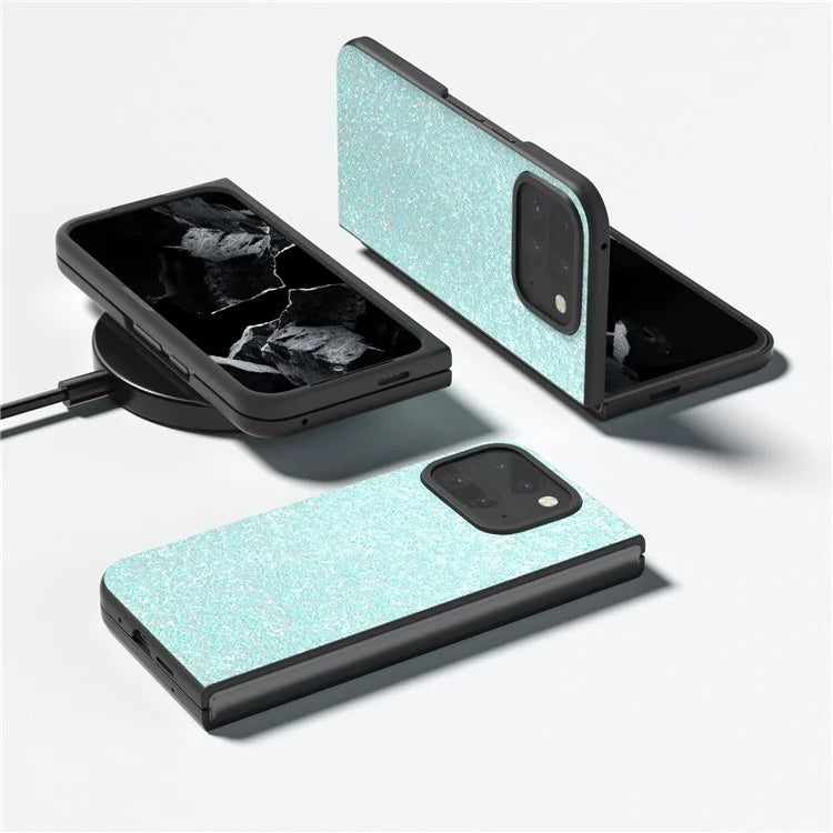 For Google Pixel 9 Pro Fold 5G Case Colored Glitter Leather+PC Phone Cover