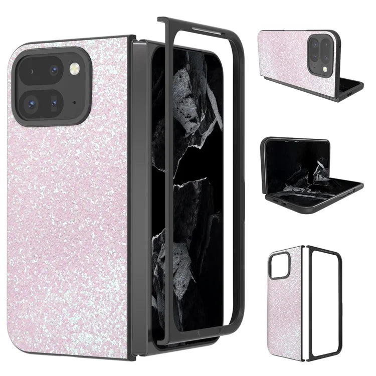 For Google Pixel 9 Pro Fold 5G Case Colored Glitter Leather+PC Phone Cover