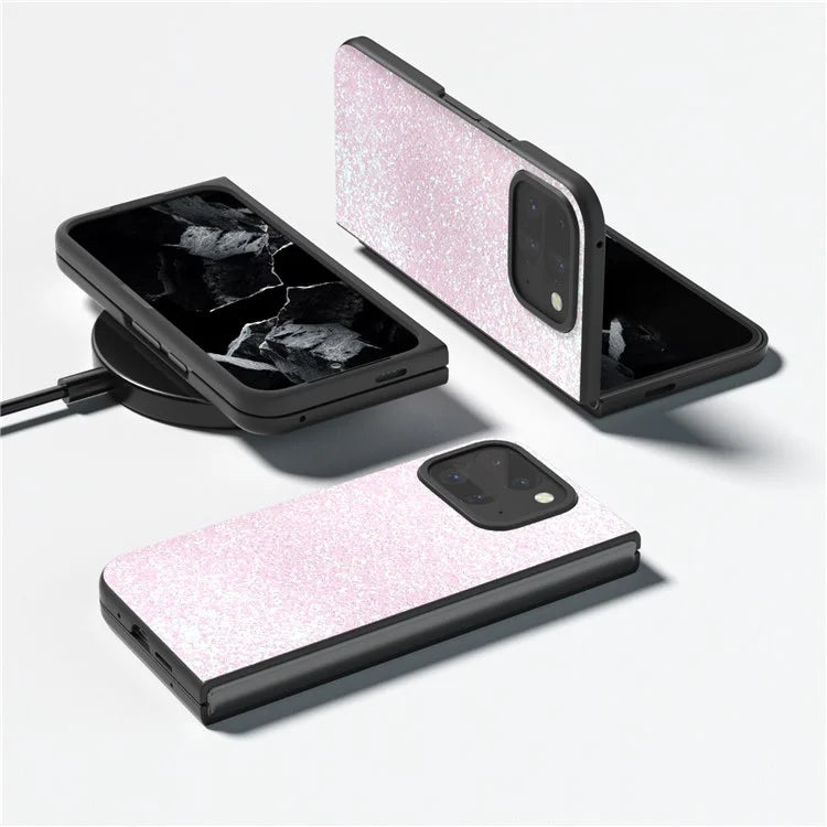 For Google Pixel 9 Pro Fold 5G Case Colored Glitter Leather+PC Phone Cover