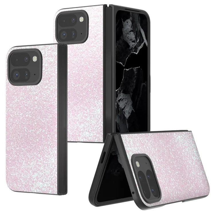 For Google Pixel 9 Pro Fold 5G Case Colored Glitter Leather+PC Phone Cover
