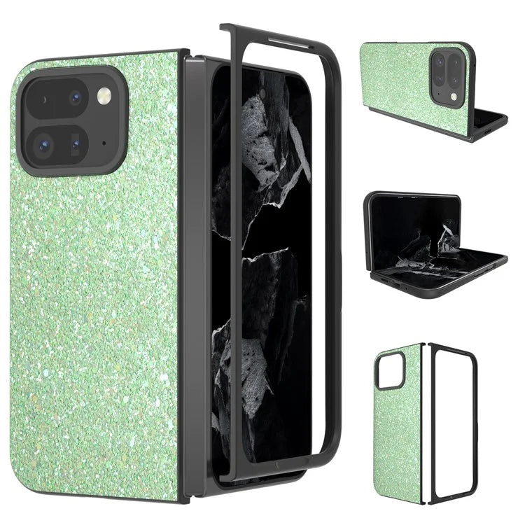 For Google Pixel 9 Pro Fold 5G Case Colored Glitter Leather+PC Phone Cover