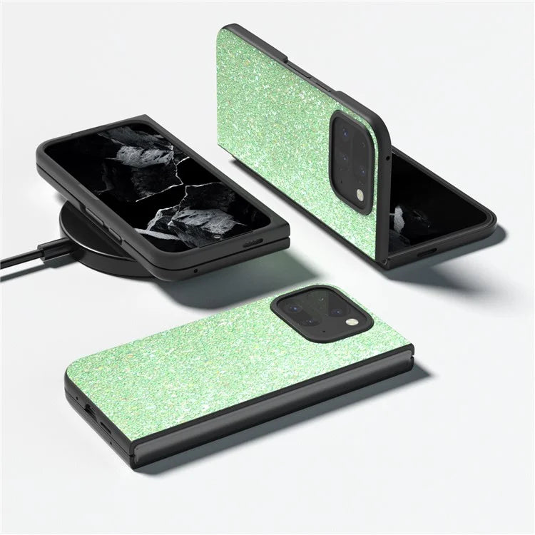 For Google Pixel 9 Pro Fold 5G Case Colored Glitter Leather+PC Phone Cover