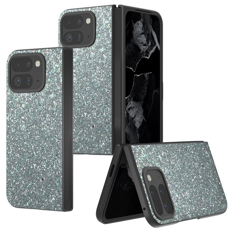 For Google Pixel 9 Pro Fold 5G Case Colored Glitter Leather+PC Phone Cover