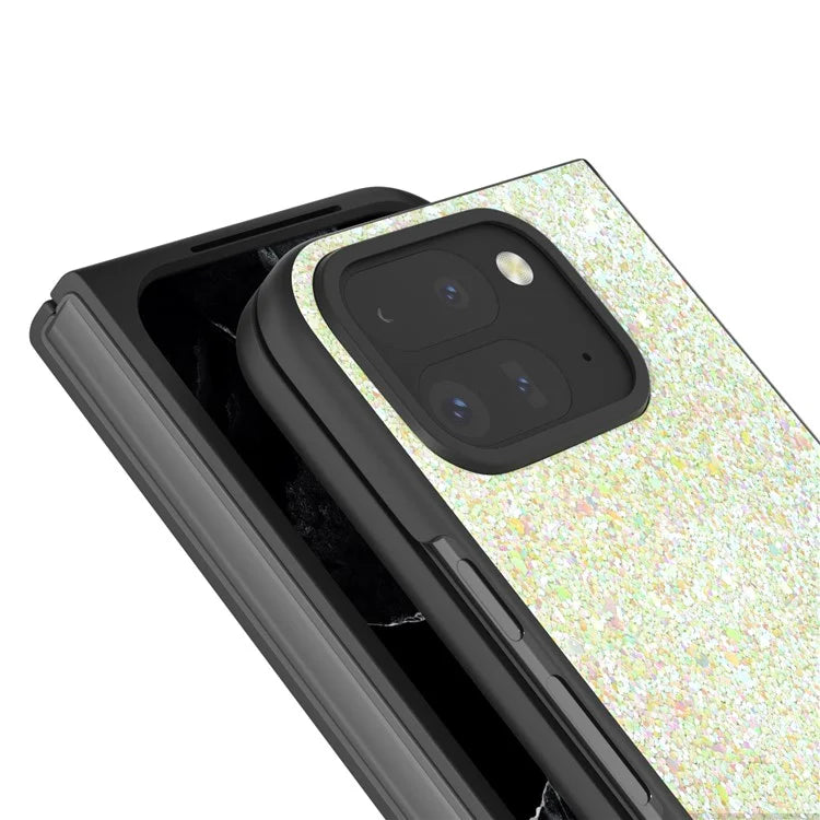 For Google Pixel 9 Pro Fold 5G Case Colored Glitter Leather+PC Phone Cover