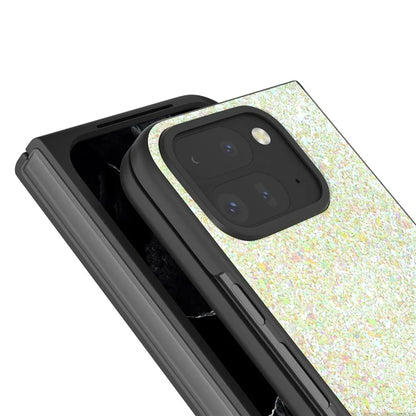 For Google Pixel 9 Pro Fold 5G Case Colored Glitter Leather+PC Phone Cover