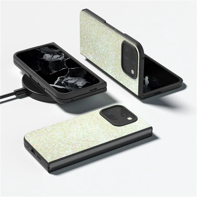 For Google Pixel 9 Pro Fold 5G Case Colored Glitter Leather+PC Phone Cover