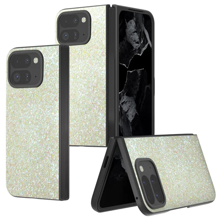 For Google Pixel 9 Pro Fold 5G Case Colored Glitter Leather+PC Phone Cover