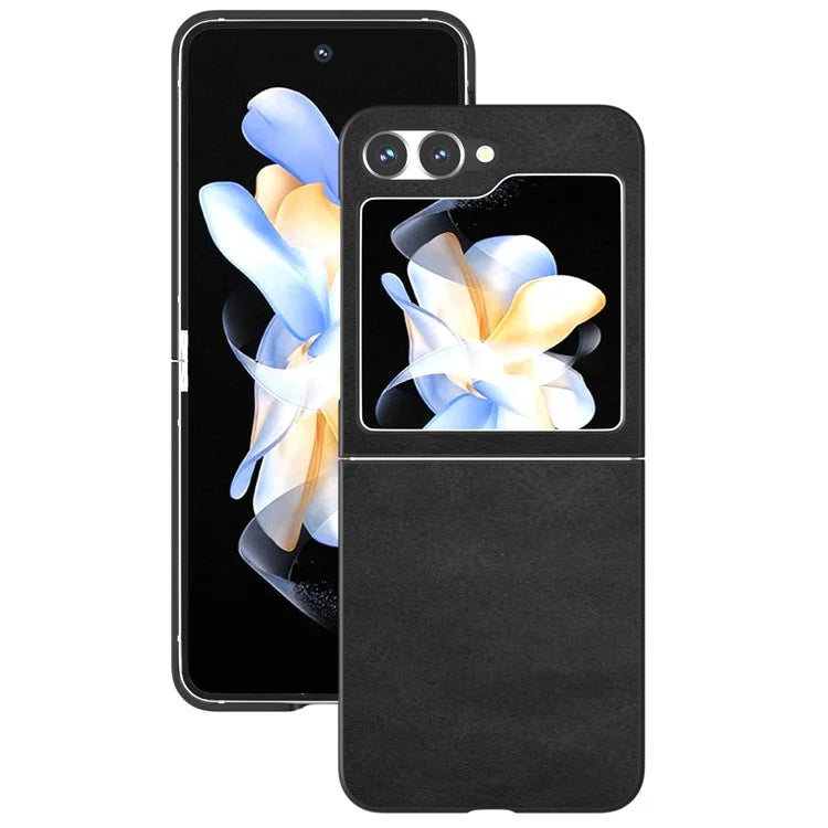 For Samsung Galaxy Z Flip6 5G Case Cowhide Texture Hard PC+PU Leather Phone Shell