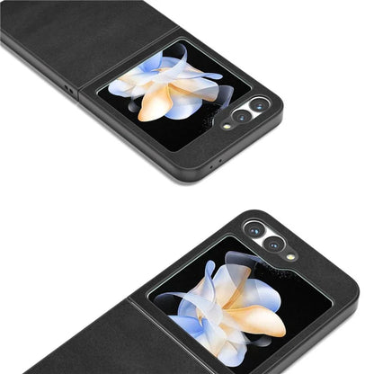 For Samsung Galaxy Z Flip6 5G Case Cowhide Texture Hard PC+PU Leather Phone Shell