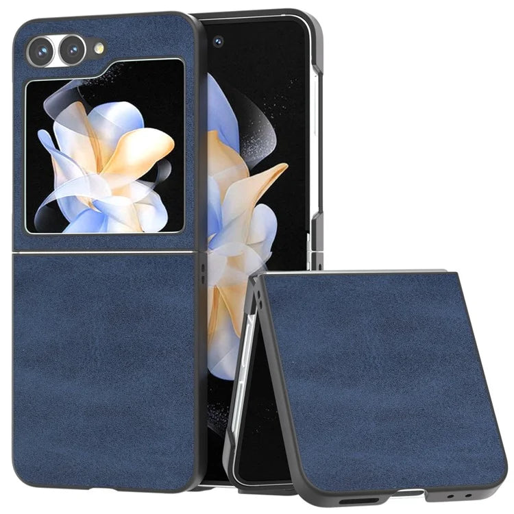 For Samsung Galaxy Z Flip6 5G Case Cowhide Texture Hard PC+PU Leather Phone Shell