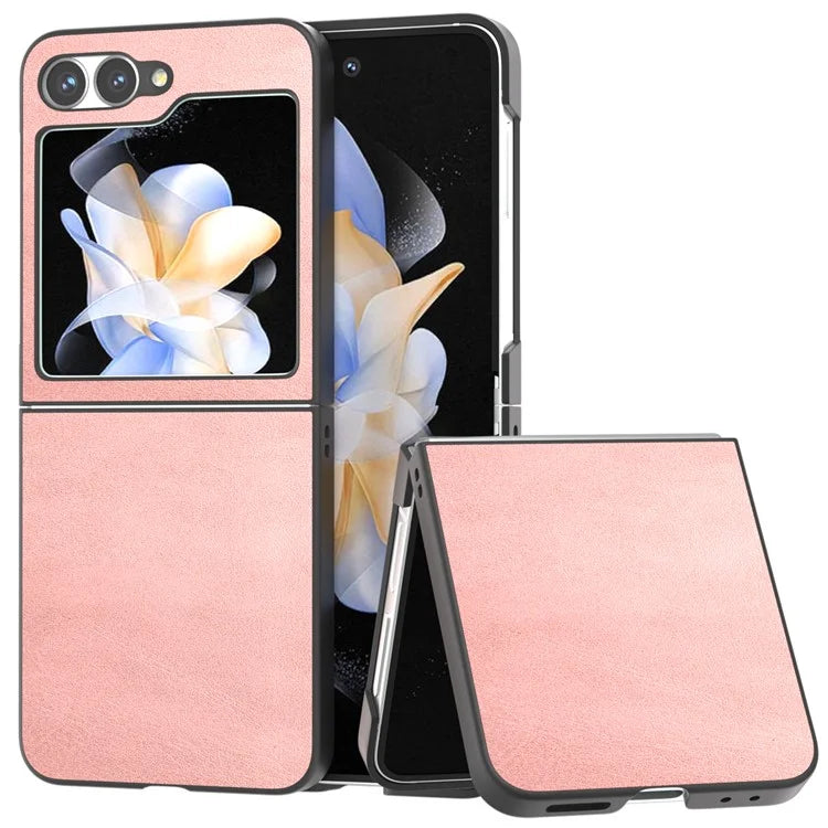 For Samsung Galaxy Z Flip6 5G Case Cowhide Texture Hard PC+PU Leather Phone Shell