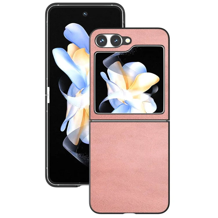 For Samsung Galaxy Z Flip6 5G Case Cowhide Texture Hard PC+PU Leather Phone Shell